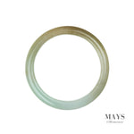 61mm White, Green Burmese Jadeite Jade Bangle Bracelet - MAYS