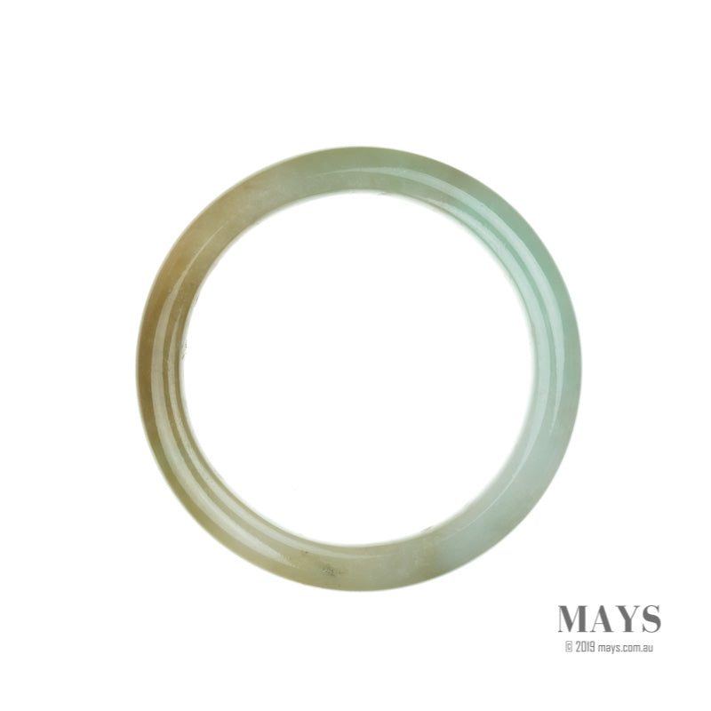 61mm White, Green Burmese Jadeite Jade Bangle Bracelet - MAYS