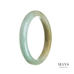 61mm White, Green Burmese Jadeite Jade Bangle Bracelet - MAYS
