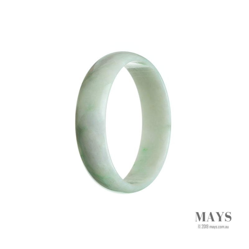 52mm White, Green Burmese Jadeite Jade Bangle Bracelet - MAYS