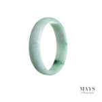 52mm White, Green Burmese Jadeite Jade Bangle Bracelet - MAYS
