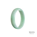 A light green jade bangle bracelet with a flat design, measuring 52mm.