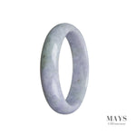 A lavender jade bangle with a half moon shape, 57mm in size.