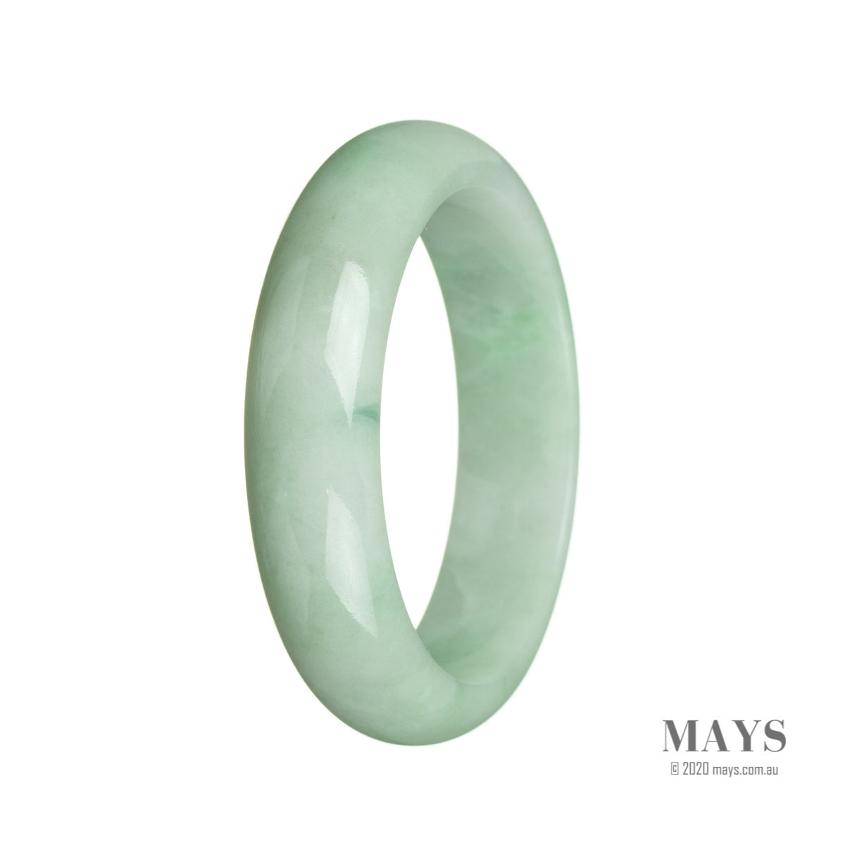 An elegant green jade bangle bracelet with a half-moon shape, certified as natural light green jadeite jade.