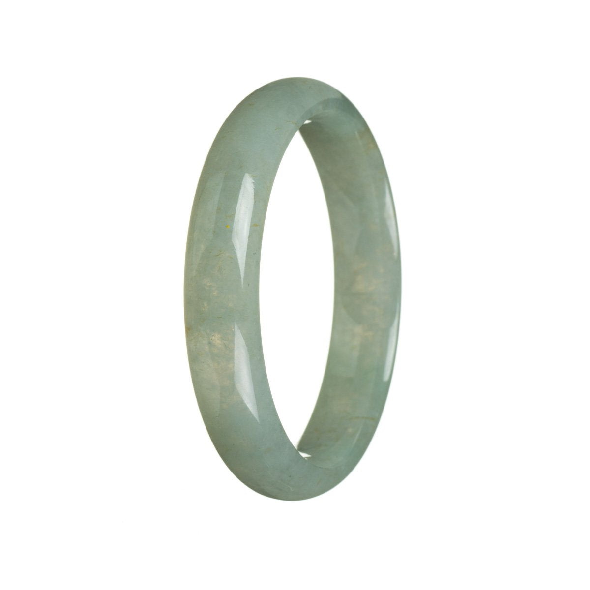 A high-quality grey Burmese jade bangle bracelet, featuring a 56mm half moon shape. Perfect for adding an elegant touch to any outfit.
