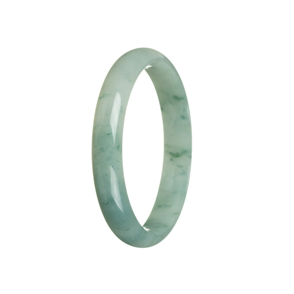 A half-moon-shaped bangle bracelet made of untreated green Burma Jade, certified for its authenticity.