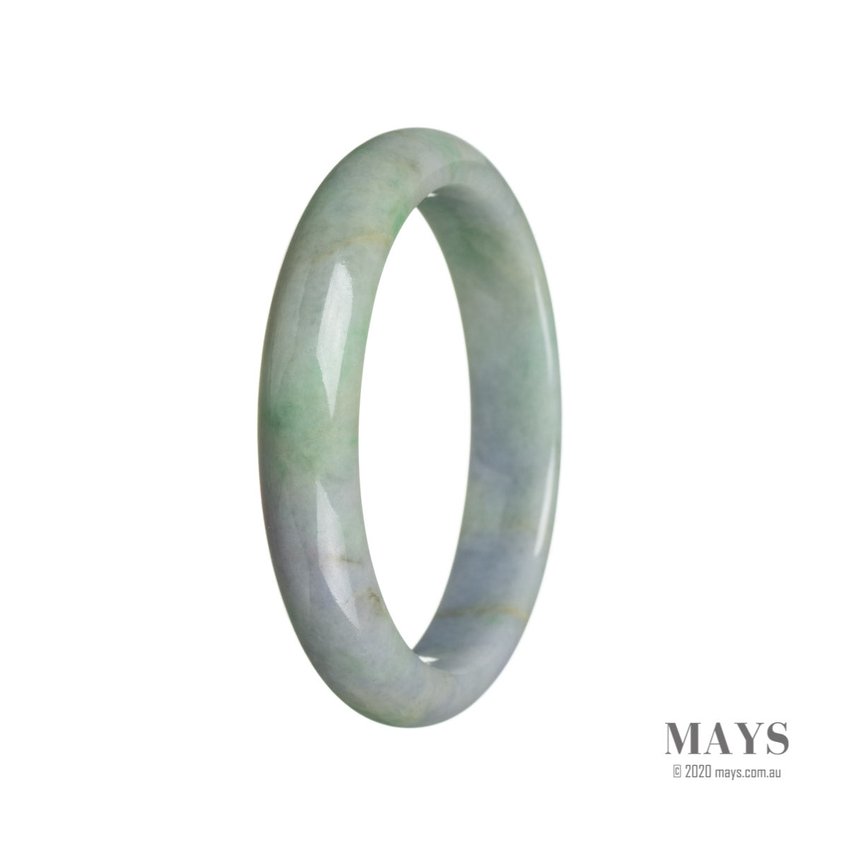 A beautiful green with lavender jade bangle, crafted with genuine Grade A jade. The bangle is 60mm in size and has a semi-round shape. Perfect for adding a touch of elegance to any outfit.