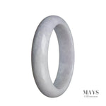 A half moon pale lavender jadeite bangle bracelet with a genuine Grade A quality.