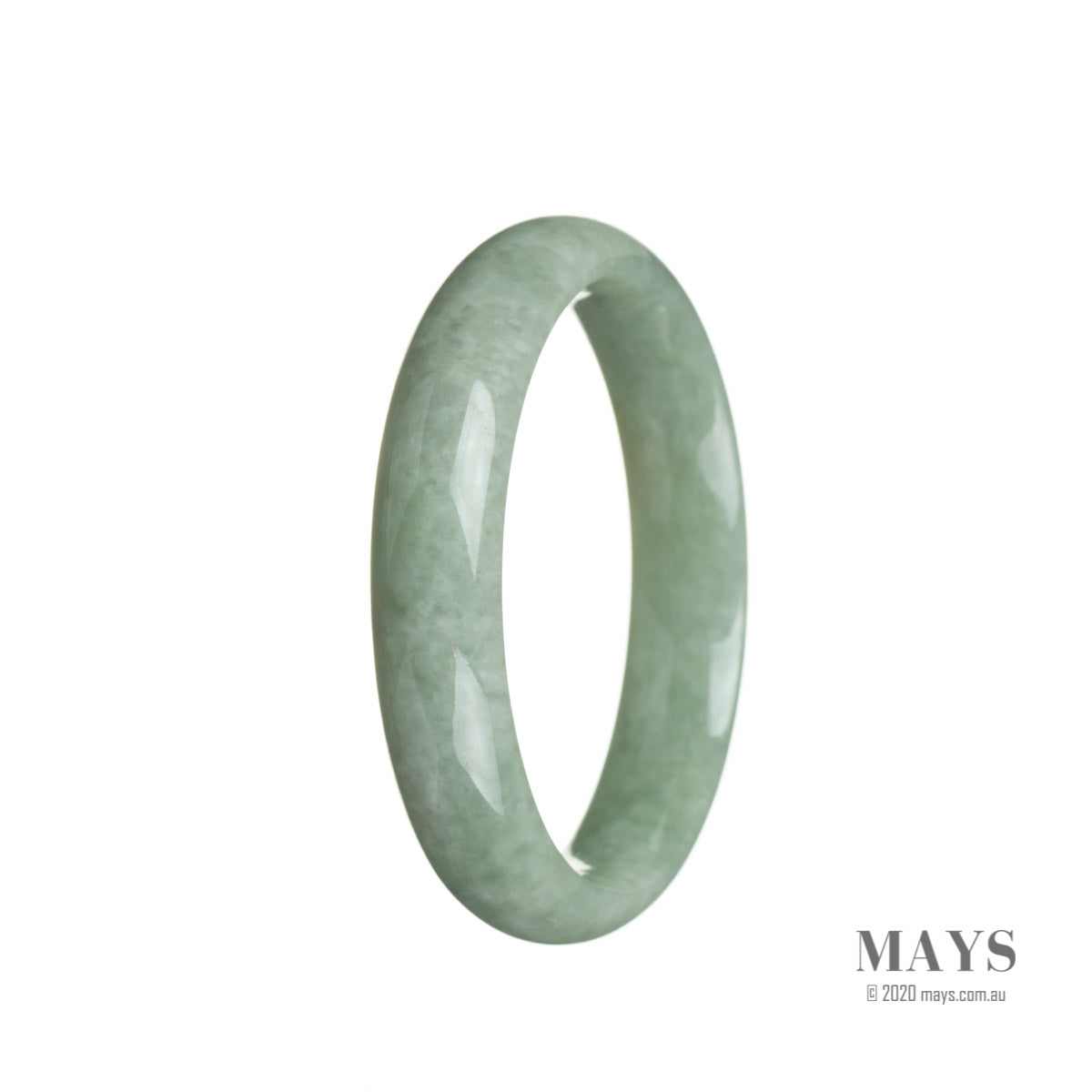 A beautifully crafted half moon shaped bangle made of certified natural green Burma jade, perfect for adding an elegant touch to any outfit.