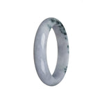 A lavender flower Burmese Jade bangle with a half moon shape, measuring 56mm.