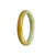 An image of an authentic Type A brownish yellow jadeite jade bangle, with a half moon shape and a diameter of 52mm. This bangle is sold by MAYS.