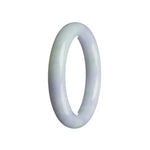 A close-up photo of a beautiful lavender Burmese jade bracelet with a round shape, measuring 52mm in diameter. The bracelet features authentic Grade A candy lavender Burmese jade stones, showcasing their natural beauty and craftsmanship. The stones are smooth and polished, creating a stunning piece of jewelry.