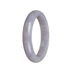 A lavender Burmese jade bangle bracelet with a half moon design, untreated and genuine.