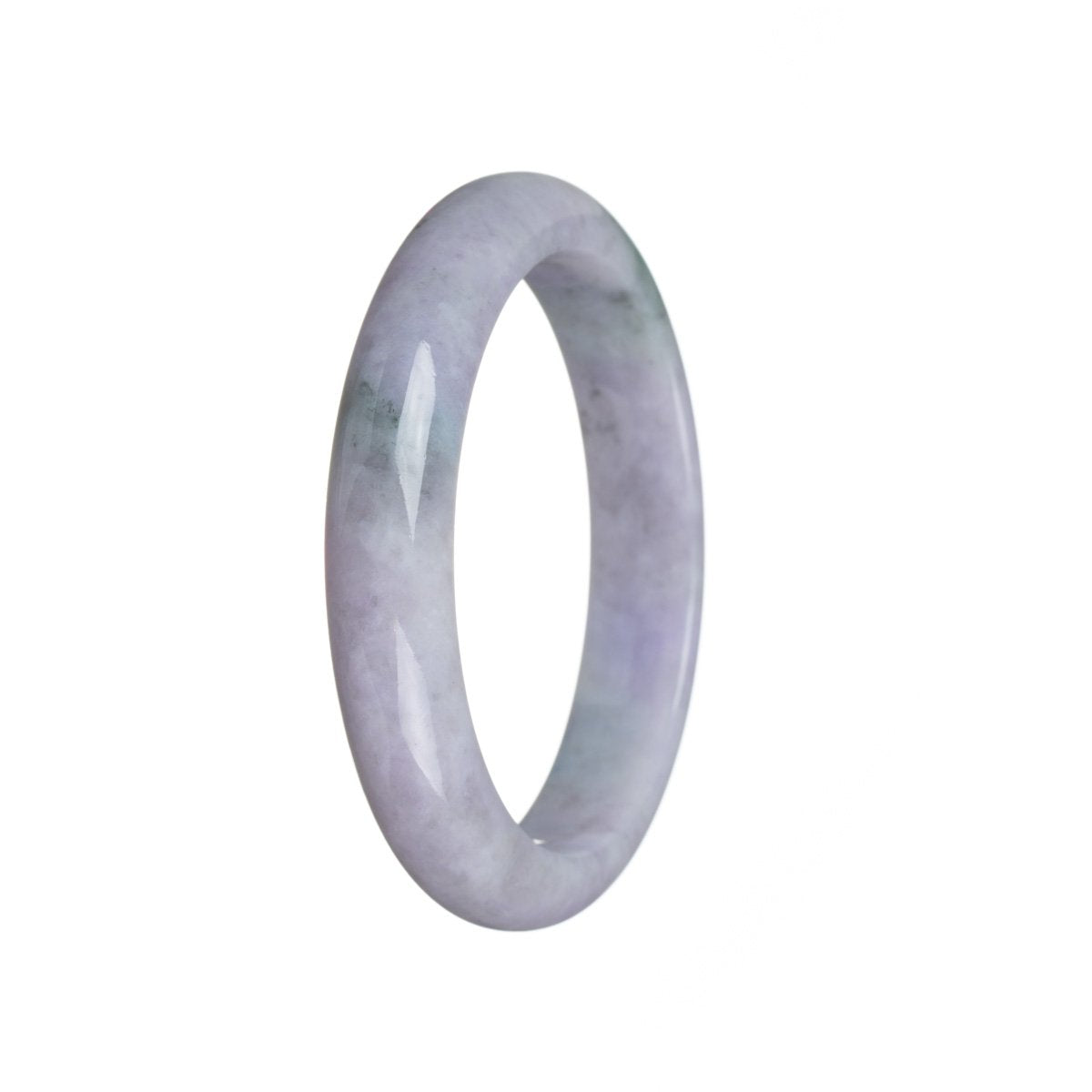 A delicate lavender jadeite bracelet with a semi-round shape, measuring 58mm in size. Crafted from genuine grade A jadeite, this bracelet exudes elegance and sophistication. Perfect for adding a touch of natural beauty to any outfit. Designed by MAYS™.