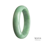 A half moon shaped green jade bangle bracelet, made from genuine natural jadeite jade.