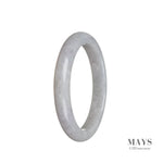 A beautiful lavender jadeite bangle with a semi-round shape, measuring 57mm in size. Crafted from genuine Type A jadeite, this bangle is a stunning addition to any jewelry collection.