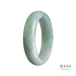 A half moon-shaped bracelet made of genuine untreated green Burma jade, measuring 56mm. MAYS™ brand.