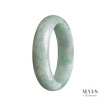 A beautiful green jade bangle bracelet with a half-moon shape, made from genuine Grade A jade. Perfect for adding an elegant touch to any outfit.