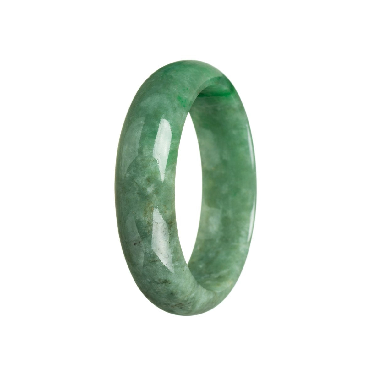 A beautiful half moon-shaped jadeite bracelet in genuine untreated Imperial green sections. Perfect for adding a touch of elegance to any outfit.