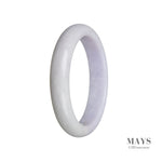A lavender Burma jade bracelet with a semi-round shape, measuring 59mm.