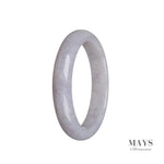 A lavender Burmese jade bangle bracelet with a semi-round shape, measuring 57mm in size.