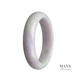 A lavender jadeite bracelet with a half moon design, made of genuine Grade A jade.