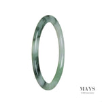 A small round jade bangle made of untreated green flower jadeite, certified for its authenticity by MAYS™.
