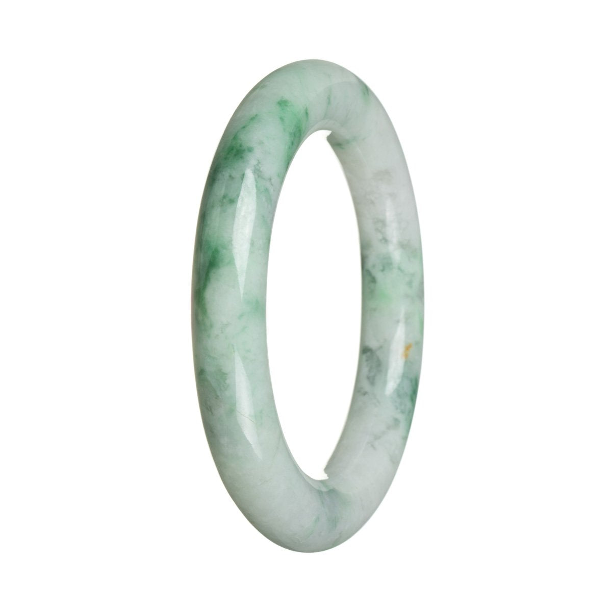 A round, genuine natural green jade bangle bracelet with a traditional design, measuring 56mm. Perfect for adding a touch of elegance to any outfit.