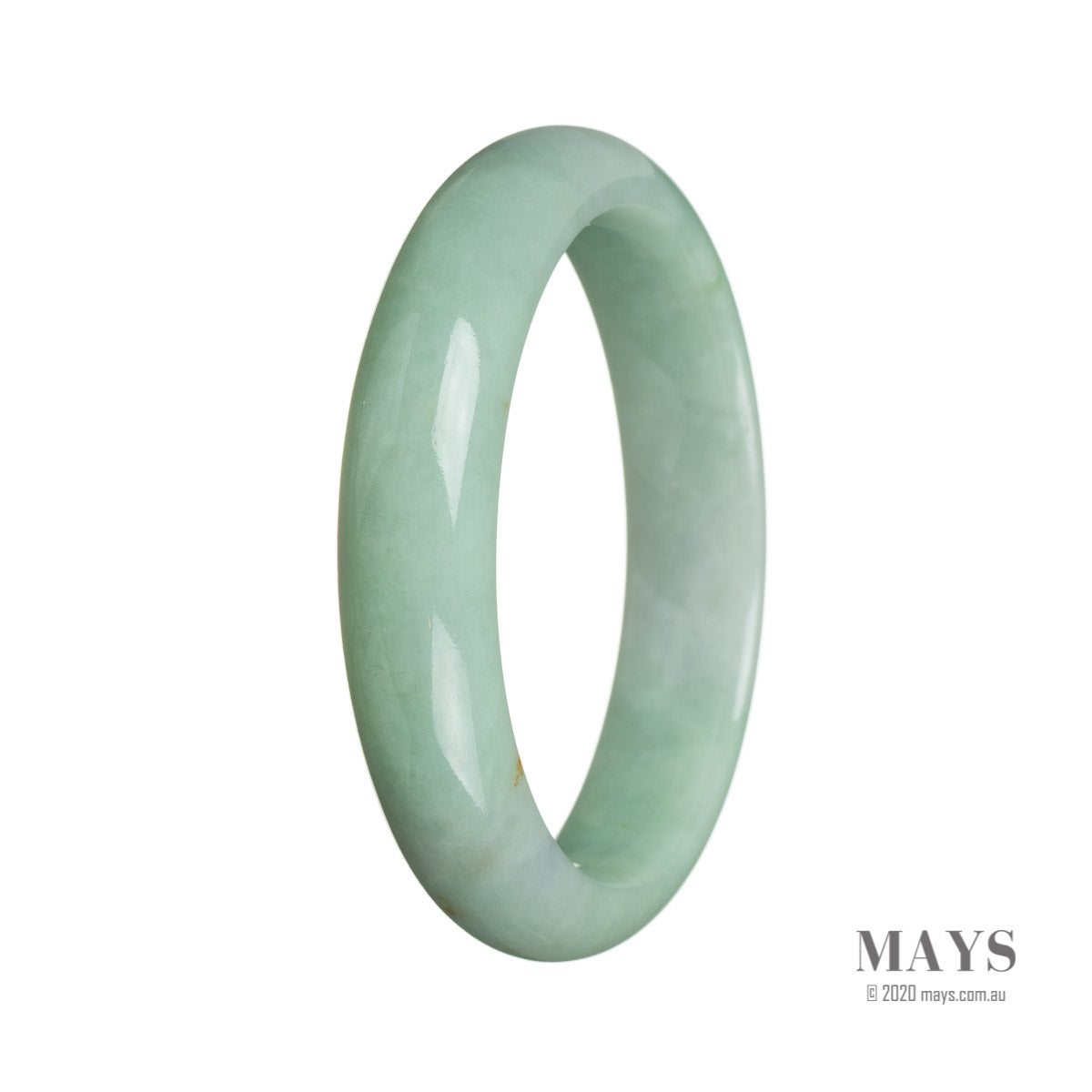 A beautiful half moon-shaped green jade bangle bracelet, made with genuine Grade A jade. Perfect for adding an elegant touch to any outfit.