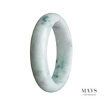 A half moon shaped jade bangle bracelet, made of authentic natural white Burma jade.