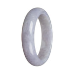 A lavender jade bangle bracelet with a half-moon shape, showcasing the finest quality Grade A jade.