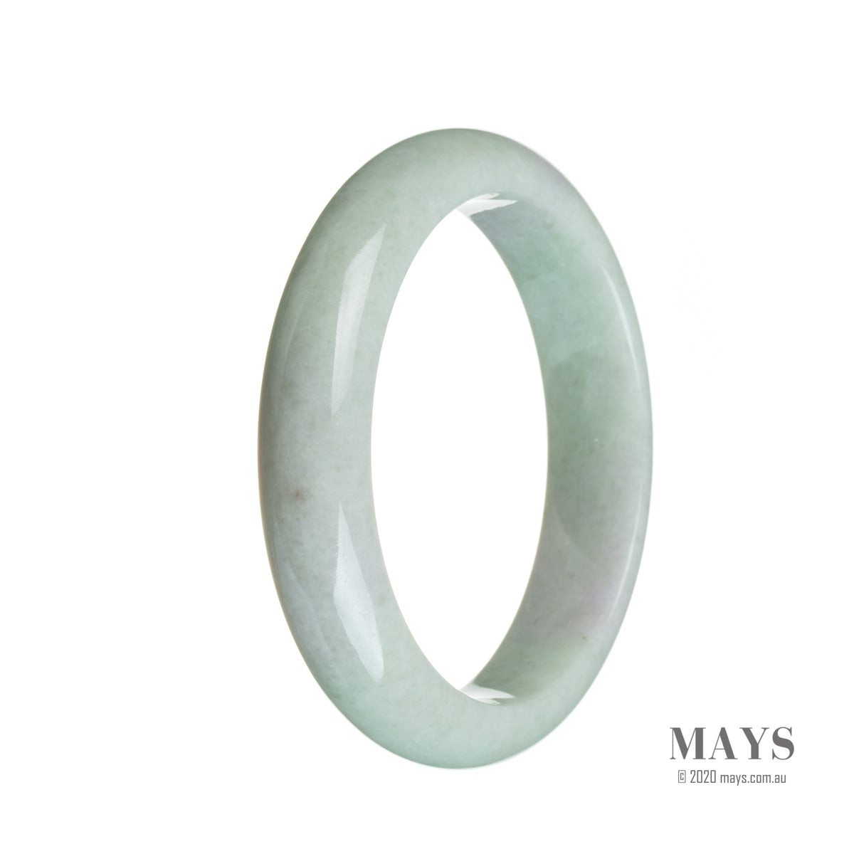 A stunning pale lavender and green Jadeite Jade bracelet in a half moon design. The untreated jade stones are beautifully showcased in this unique piece of jewelry.