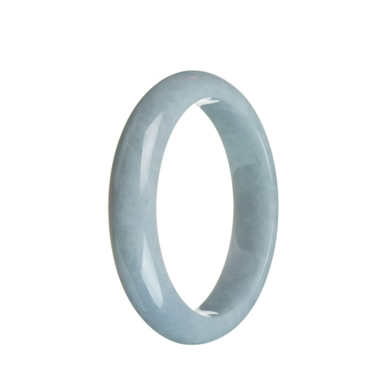 A bluish lavender Burmese jade bangle with a semi-round shape, measuring 59mm.