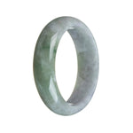 A lavender and green bangle bracelet made with certified Type A lavender and green Burma Jade, featuring a 58mm half moon design.