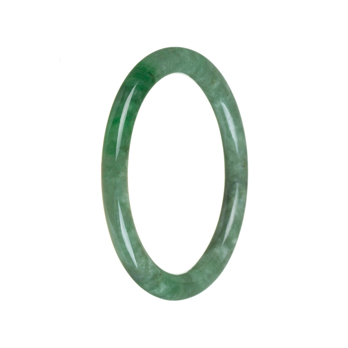 A small, round, green jade bangle with an authentic and traditional design.