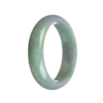 A beautiful half-moon shaped green and lavender Burmese Jade bangle, certified Grade A quality.