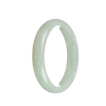 A half-moon shaped white jadeite jade bracelet, crafted from genuine grade A jade. The bracelet has a diameter of 56mm and is beautifully designed by MAYS.