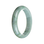A pale green traditional jade bracelet in a half moon shape, with a real Type A jade stone.