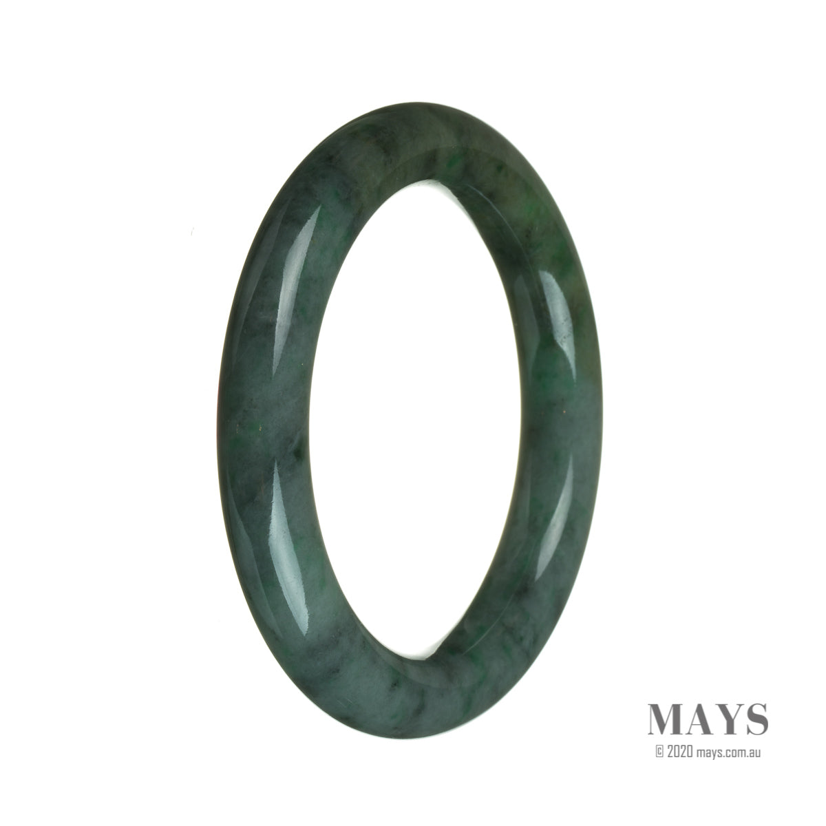 Authentic Grade A Deep Green Jade Bangle Bracelet - 61mm Round