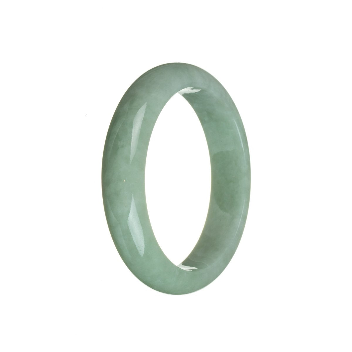 Genuine Grade A Light green Jade Bangle - 55mm Semi Round