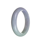 A beautiful lavender and green Burmese jade bracelet, featuring genuine Type A jade beads in a semi-round shape. The bracelet measures 58mm in size. Perfect for adding a touch of elegance to any outfit.