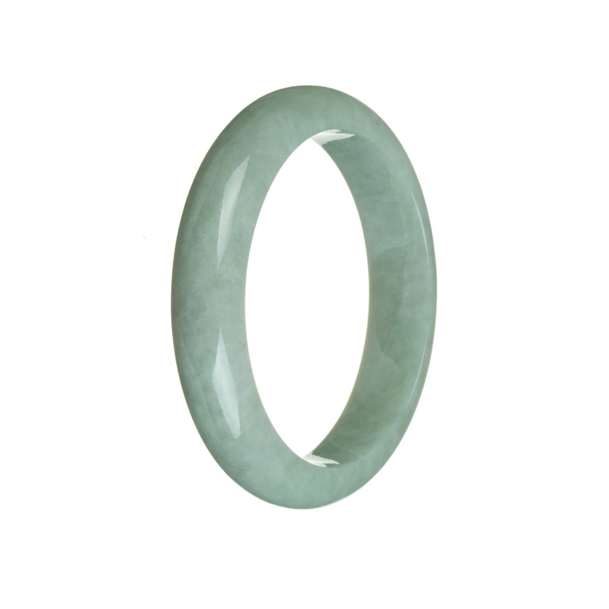 Real Type A Green Jadeite Jade Bangle - 59mm Semi Round