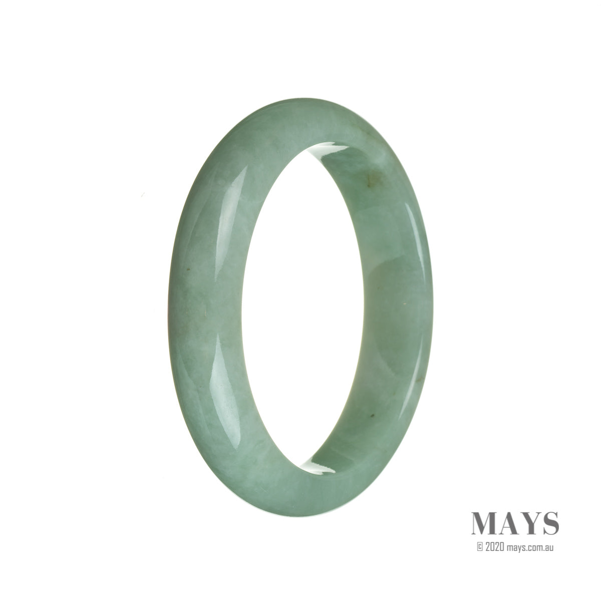 Authentic Grade A Green Traditional Jade Bangle Bracelet - 59mm Semi Round