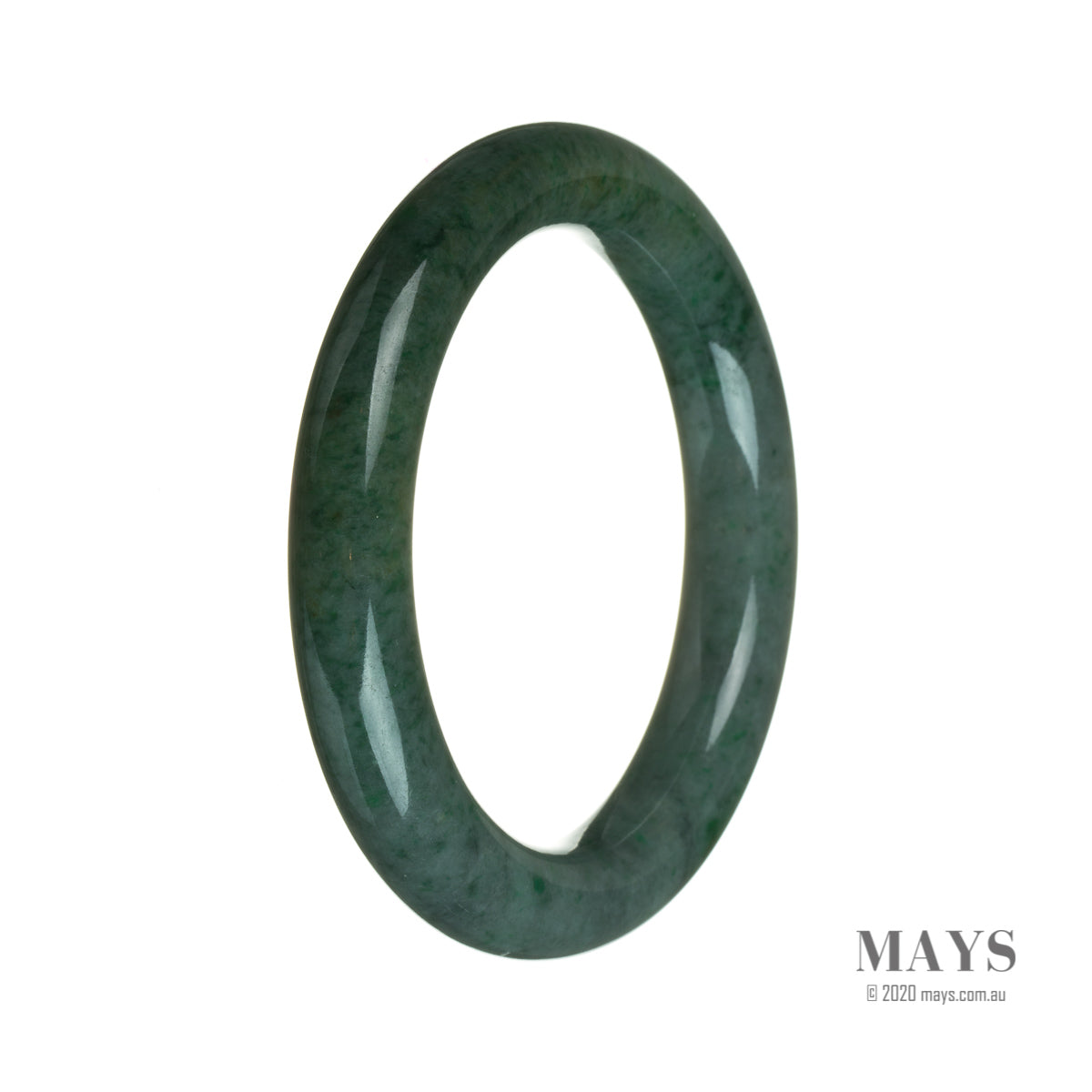Genuine Type A Deep Green Burma Jade Bangle Bracelet - 61mm Round