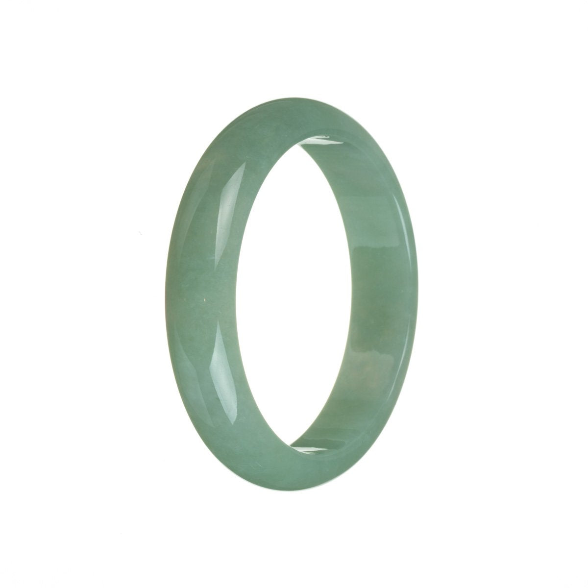Genuine Grade A Green Traditional Jade Bangle Bracelet - 58mm Semi Round