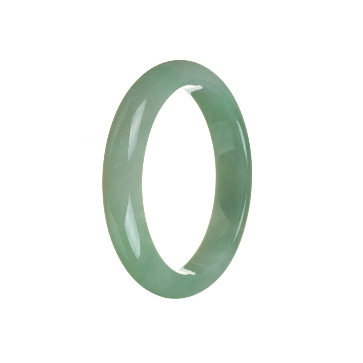 Authentic Grade A Green Jadeite Jade Bangle - 55mm Half Moon