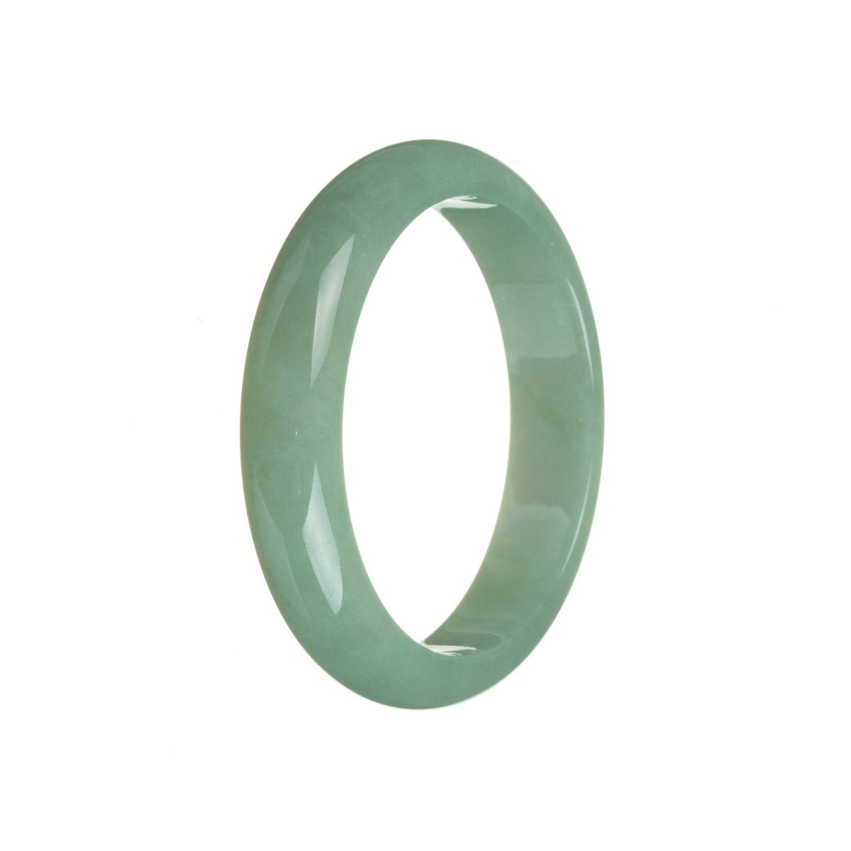 A half moon-shaped green jade bangle bracelet, crafted from genuine Grade A traditional jade. Perfect for adding a touch of elegance to any outfit.
