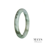 A close-up of a round bangle bracelet made of lavender-colored Burmese jade, with shades of green and brown. The bracelet is crafted from high-quality Grade A jade and measures 56mm in diameter. Perfect for adding a touch of elegance to any outfit.