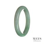 A stunning half-moon shaped genuine jade bangle bracelet, featuring Grade A green with white Burmese jade. Perfect for adding a touch of elegance to any outfit.