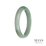 Genuine Untreated Green with White Jadeite Bangle - 63mm Half Moon